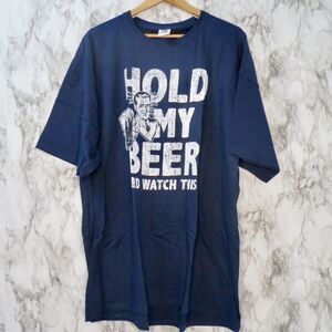 Hold my Beer and Watch This Navy Blue Graphic T Shirt 3XL XXXL T-Shirt Men's Tee